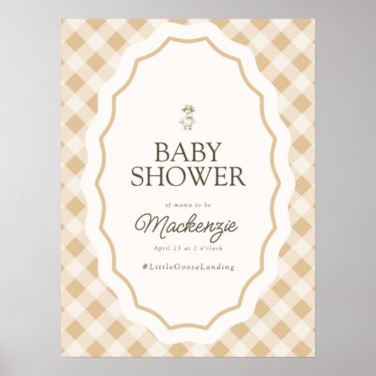 Gingham Goose Baby shower Welkom Poster (Voorkant)