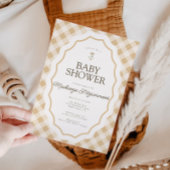 Gingham Goose Genderneutraal Baby shower Uitnodige Kaart
