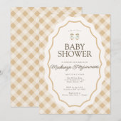 Gingham Goose Twin Baby shower Uitnodiging (Voorkant / Achterkant)