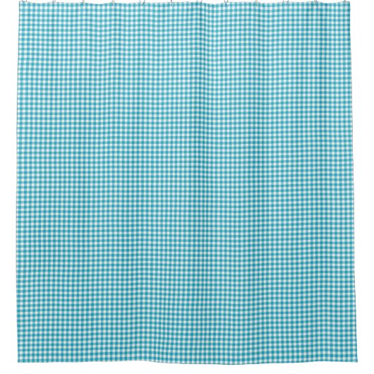 Gingham gordijn in turquoise en wit (Voorkant)