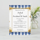 Gingham Goud Blauw Wit, Aufruf Joods, Luxe Kaart (Staand voorkant)