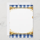 Gingham Goud Blauw Wit, Aufruf Joods, Luxe Kaart (Achterkant)
