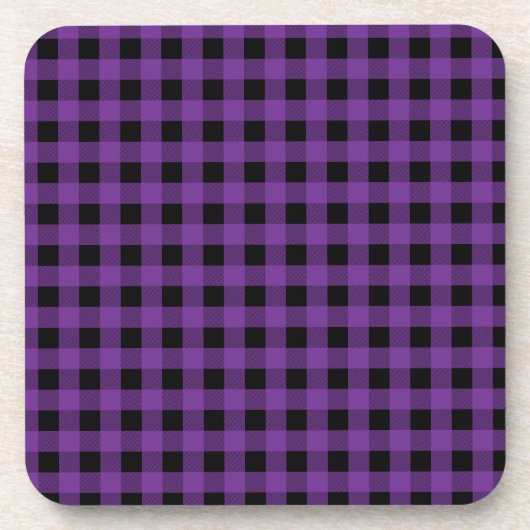 Gingham Grape en zwart Bier Onderzetter (Voorkant)