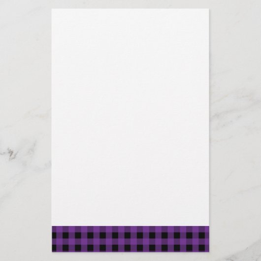 Gingham Grape en zwart Briefpapier (Voorkant)