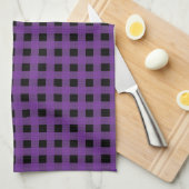 Gingham Grape en zwart Theedoek (Quarter Fold)