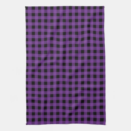 Gingham Grape en zwart Theedoek (Verticaal)