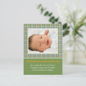 Gingham Green/Blue · Aankondiging Baby (Staand voorkant)