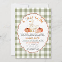 Gingham Green Herfst Gekke Goose Baby shower