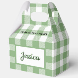 Gingham Green Plaid Baby Shower 5"w x 3"l x 6.5"h Bedankdoosjes