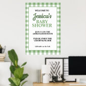 Gingham Green Plaid Baby Shower Welcome Sign Poster (Thuiskantoor)