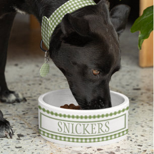 Gingham green Pset Personalized Name Voerbakje