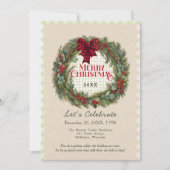 Gingham Green Red Wreath Farmhouse Kerstmis Kaart (Voorkant)