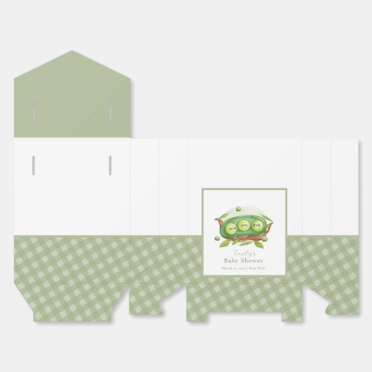 Gingham Greenery Sweet Pea In Pod Baby shower Bedankdoosjes (Ongevouwen)