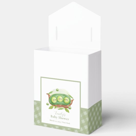 Gingham Greenery Sweet Pea In Pod Baby shower Bedankdoosjes (Open)
