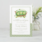 Gingham Greenery Sweet Pea In Pod Baby shower Kaart (Staand voorkant)