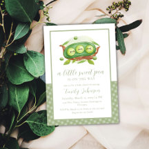 Gingham Greenery Sweet Pea In Pod Baby shower