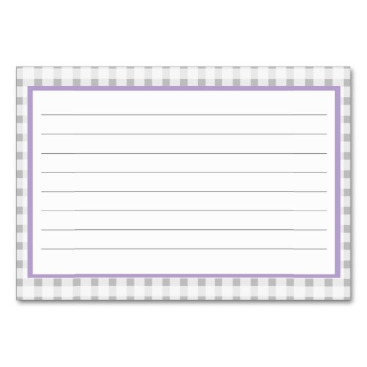 Gingham Grey Checker Patroon Recept Kaarten (Achterkant)