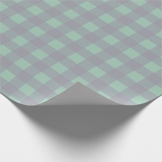 Gingham Grey Mint Groene Pastel Grill Elegant Cadeaupapier (Hoek)