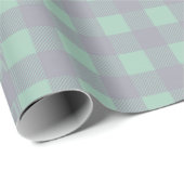 Gingham Grey Mint Groene Pastel Grill Elegant Cadeaupapier (Rol Hoek)