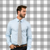 Gingham Grey op witte strepen Stropdas