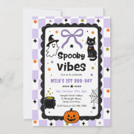 Gingham Griezelige Halloween Verjaardag  Kaart
