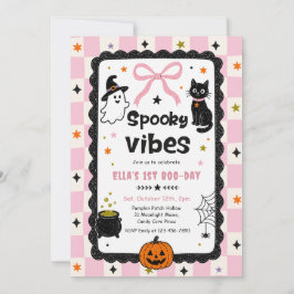 Gingham Griezelige Halloween Verjaardag  Kaart