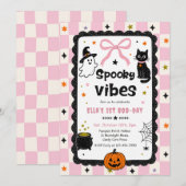 Gingham Griezelige Halloween Verjaardag Kaart (Voorkant / Achterkant)