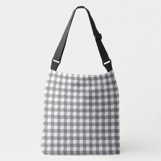 Gingham grijs en wit. Shepherd's Check Crossbody Tas (Voorkant)