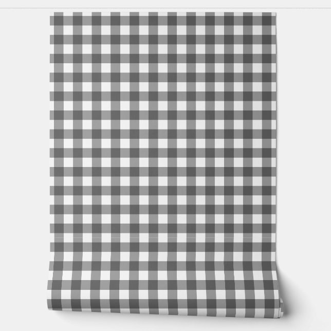 Gingham grijs klassiek topkeuze  behang (Afrollen)