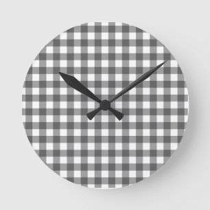 Gingham grijze klassieke topkeuze ronde klok