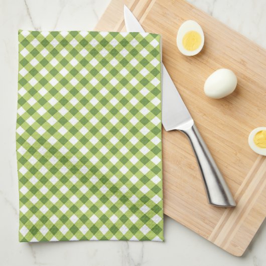 Gingham Groen Wit Eenvoudig Theedoek (Quarter Fold)
