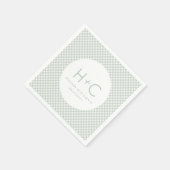 Gingham groene initialen bruiloft repetitie servet (Hoek)