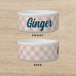 Gingham Groene Roze Hond Kat Pet Bowl Voerbakje