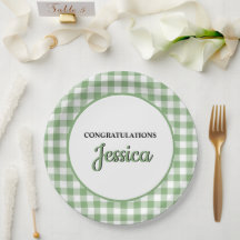 Gingham groene ruit baby shower