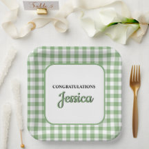 Gingham groene ruit baby shower