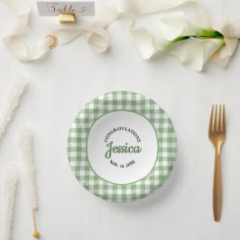 Gingham groene ruit baby shower papieren kommen