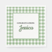 Gingham groene ruit baby shower servet (Voorkant)