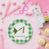 Gingham, Groene Vis & Ballon 1e Verjaardag Papieren Bordje (Feest)