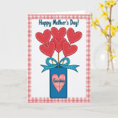 Gingham Grootmoeders Moederdag kaart (Gele Bloem)