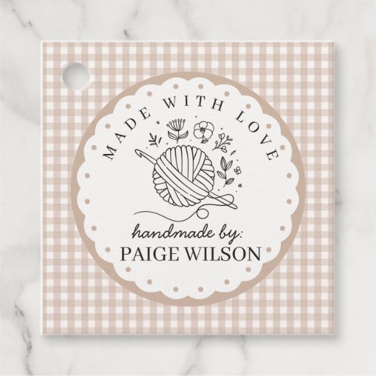 Gingham Haakwerk Bedankjes Labels (Voorkant)