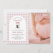 Gingham Halloween Ghost Girl Baby shower Foto Kaart (Voorkant)