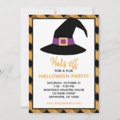 Gingham Halloween Heks Pet Party Uitnodigingen (Voorkant)