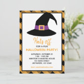 Gingham Halloween Heks Pet Party Uitnodigingen (Staand voorkant)