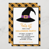 Gingham Halloween Heks Pet Party Uitnodigingen (Voorkant / Achterkant)