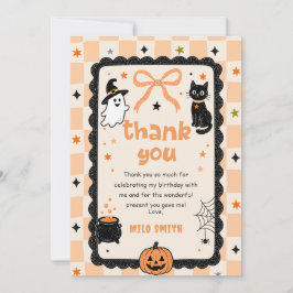 Gingham Halloween Verjaardag Bedankt Kaart