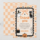 Gingham Halloween Verjaardag Bedankt Kaart (Voorkant / Achterkant)