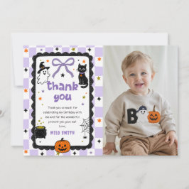 Gingham Halloween Verjaardag Bedankt Kaart