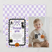 Gingham Halloween Verjaardag Bedankt Kaart (Voorkant / Achterkant)