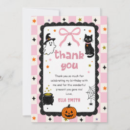 Gingham Halloween Verjaardag Bedankt Kaart