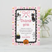 Gingham Halloween Verjaardag Bedankt Kaart (Staand voorkant)